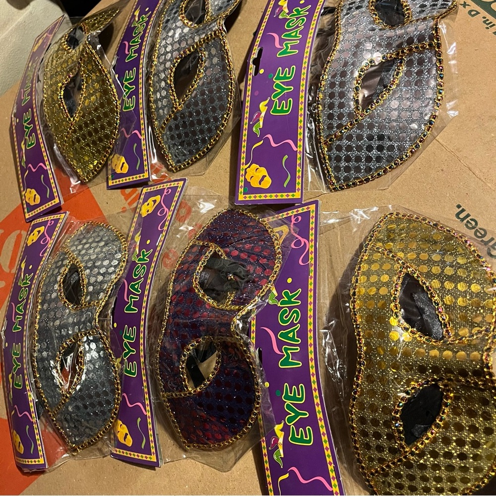 Sequin Mardi Gras Eye Mask - Gold, Silver, Purple